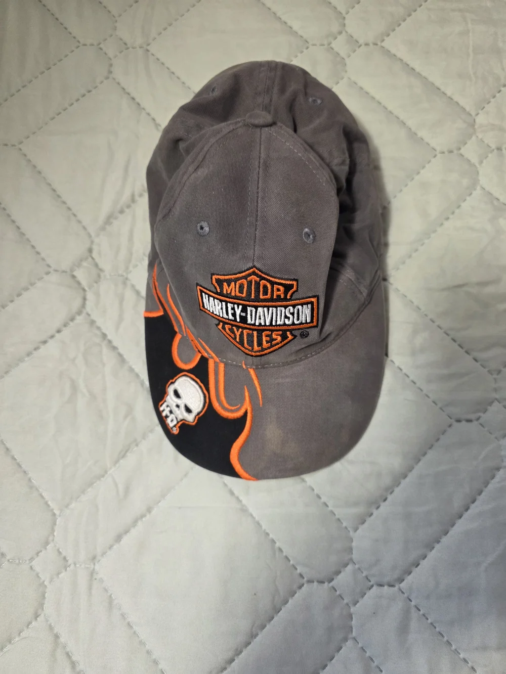 Harley-Davidson Gray & Orange Flame Logo Cap One Sz Fits All